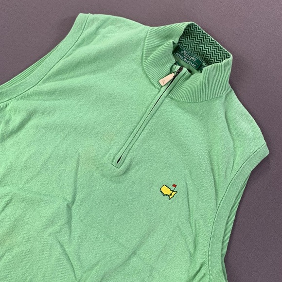 Masters Other - Peter Millar Masters Sweater Vest Mens MD Green Quarter Zip Golf Silk Blend
